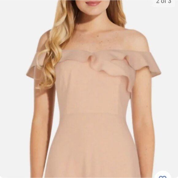 Adrianna Papell Women's Sz. 8 Blush Off The Shoulder Gown - Picture 8 of 8